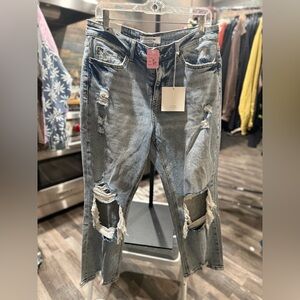 LOVERVET Ripped Denim Jeans in Light Blue 14w